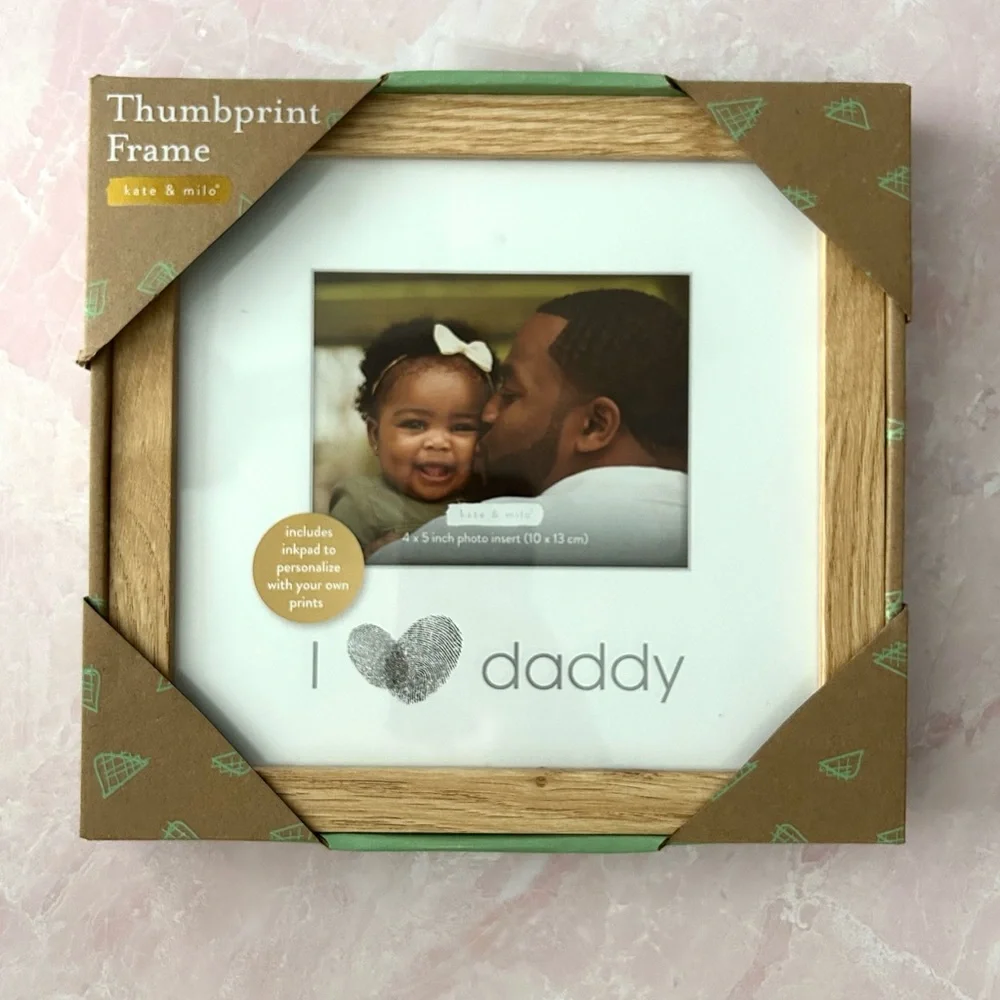 Kate & Milo I Love Daddy Thumbprint Frame - Natural Wood